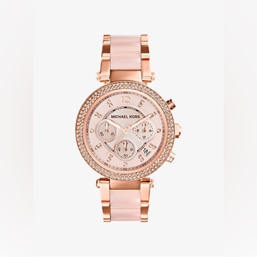Michael Kors Parker Rose Gold-Tone Blush Acetate Watch
